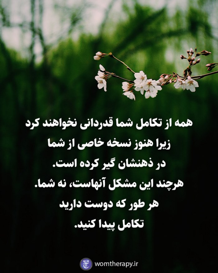 همه از تکامل شما قدردانی نخواهند کرد زیرا هنوز نسخه خاصی از شما در ذهنشان گیر کرده است. هرچند این مشکل آنهاست، نه شما. هر طور که دوست دارید تکامل پیدا کنید.