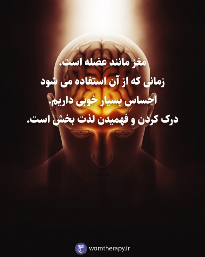 مغز مانند عضله است. زمانی که از آن استفاده می شود احساس بسیار خوبی داریم. درک کردن و فهمیدن لذت بخش است.