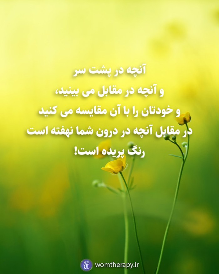 آنچه در پشت سر و آنچه در مقابل می بینید، و خودتان را با آن مقایسه می کنید در مقابل آنچه در درون شما نهفته است رنگ پریده است!