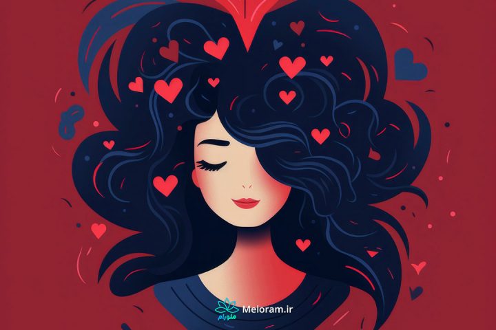 زن زیبای عاشق خجالتی کارتونی