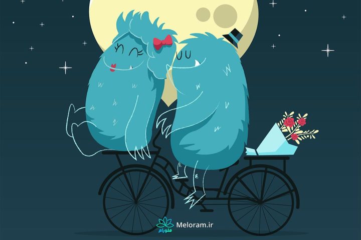 یک زوج کارتونی جذاب در حال دوچرخه سواری