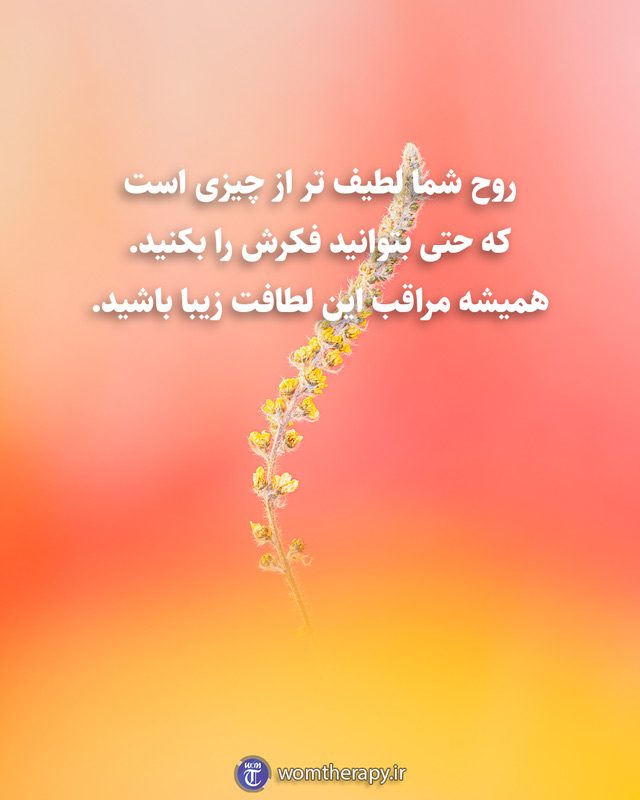 روح شما لطیف تر از چیزی است که حتی بتوانید فکرش را بکنید. همیشه مراقب این لطافت زیبا باشید.